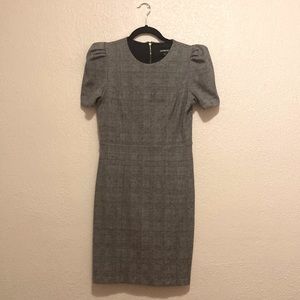 Express Puff Sleeve Midi Plaid Dress